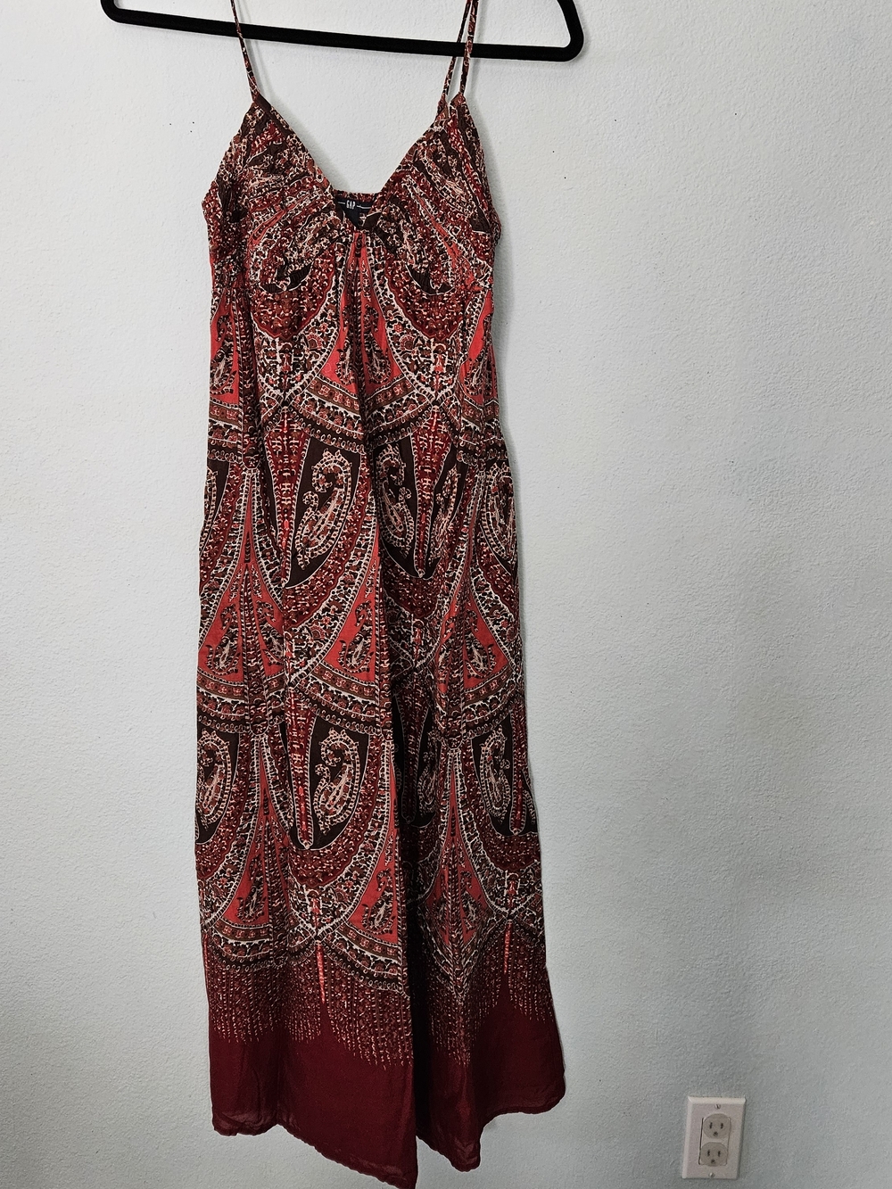 GAP Red Paisley Maxi Dress with Spaghetti Straps